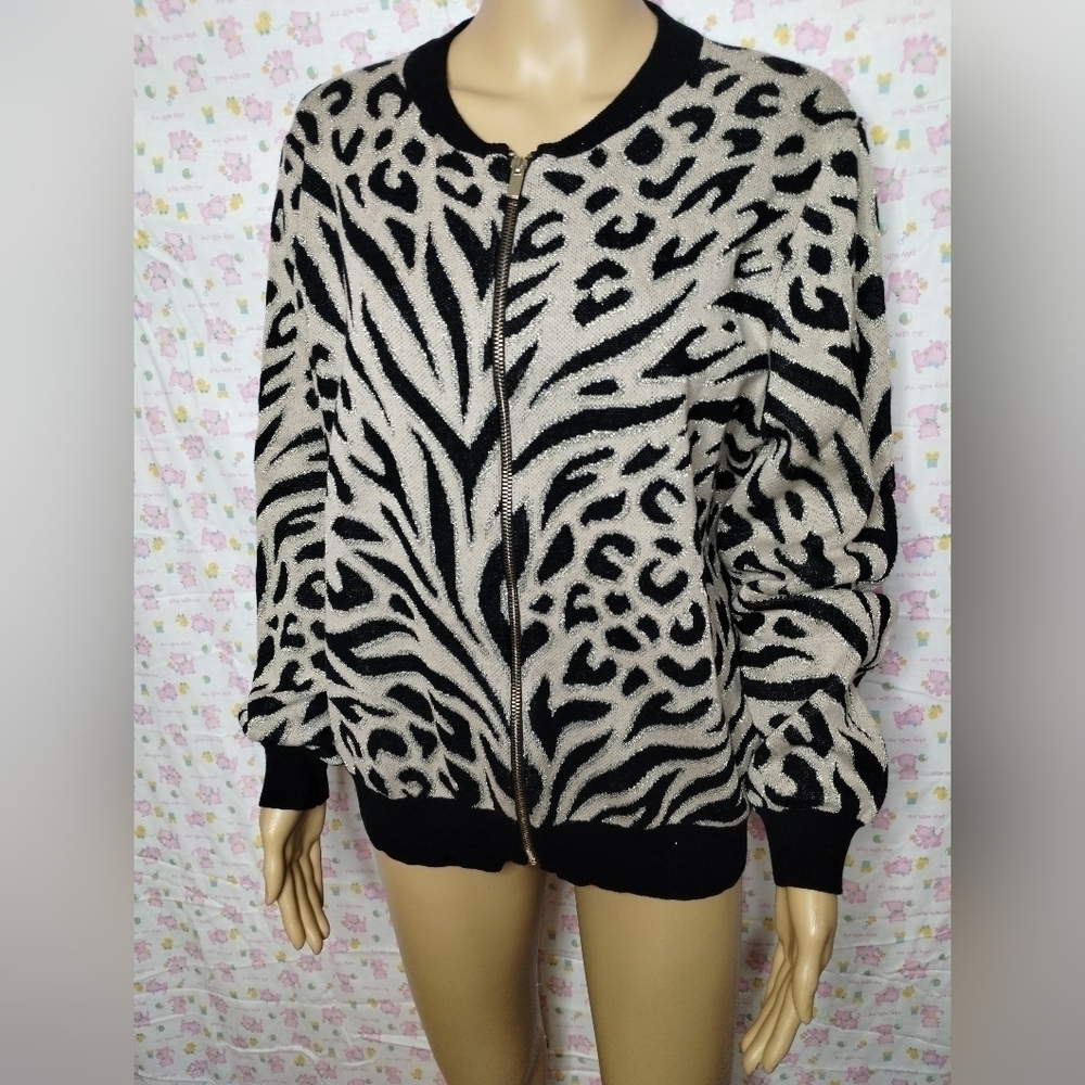 Alfred Dunner women's size large animal print zip up jacket coat